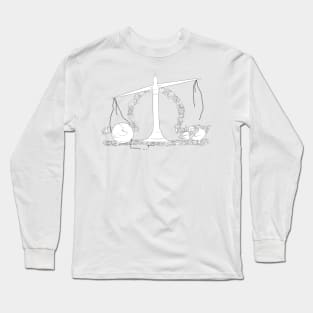 Libra Scales - Black and White Long Sleeve T-Shirt